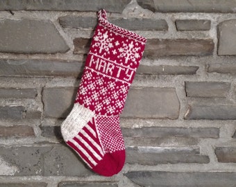 Snowflake Stocking | hand knit, fair isle, vintage inspired | Knit With the Wind