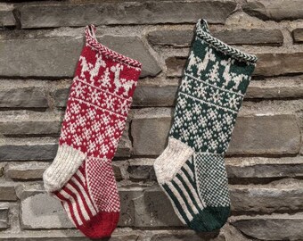 Llama Christmas Stocking | hand knit, fair isle, vintage inspired | Knit With the Wind
