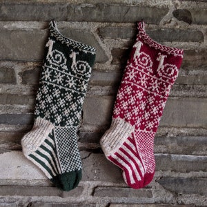 Calza di Natale a forma di lumaca / lavorata a mano, fair isle, di ispirazione vintage / Knit With the Wind