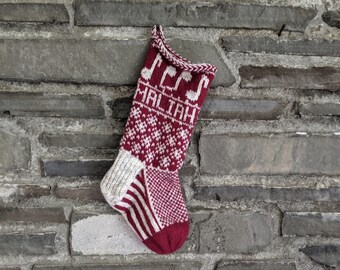 Music Note Christmas Stocking | hand knit, fair isle, vintage inspired | Knit With the Wind