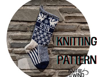 Dragon Christmas Stocking Pattern - knit fair isle