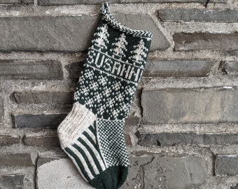 Evergreen Christmas Stocking | hand knit, fair isle, vintage inspired | Knit With the Wind