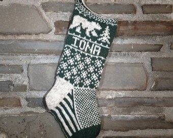 Polar Bear Christmas Stocking | hand knit, fair isle, vintage inspired | Knit With the Wind