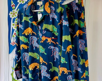 Cotton Pajama Set: Panther Print Loungewear with Pockets