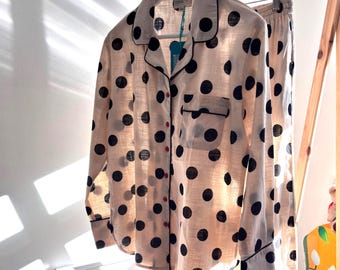 Cotton Polka Dot Pyjama Set: Women's Long Sleeve Loungewear