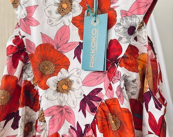 60s Floral Cotton PoplinSleeveless Top