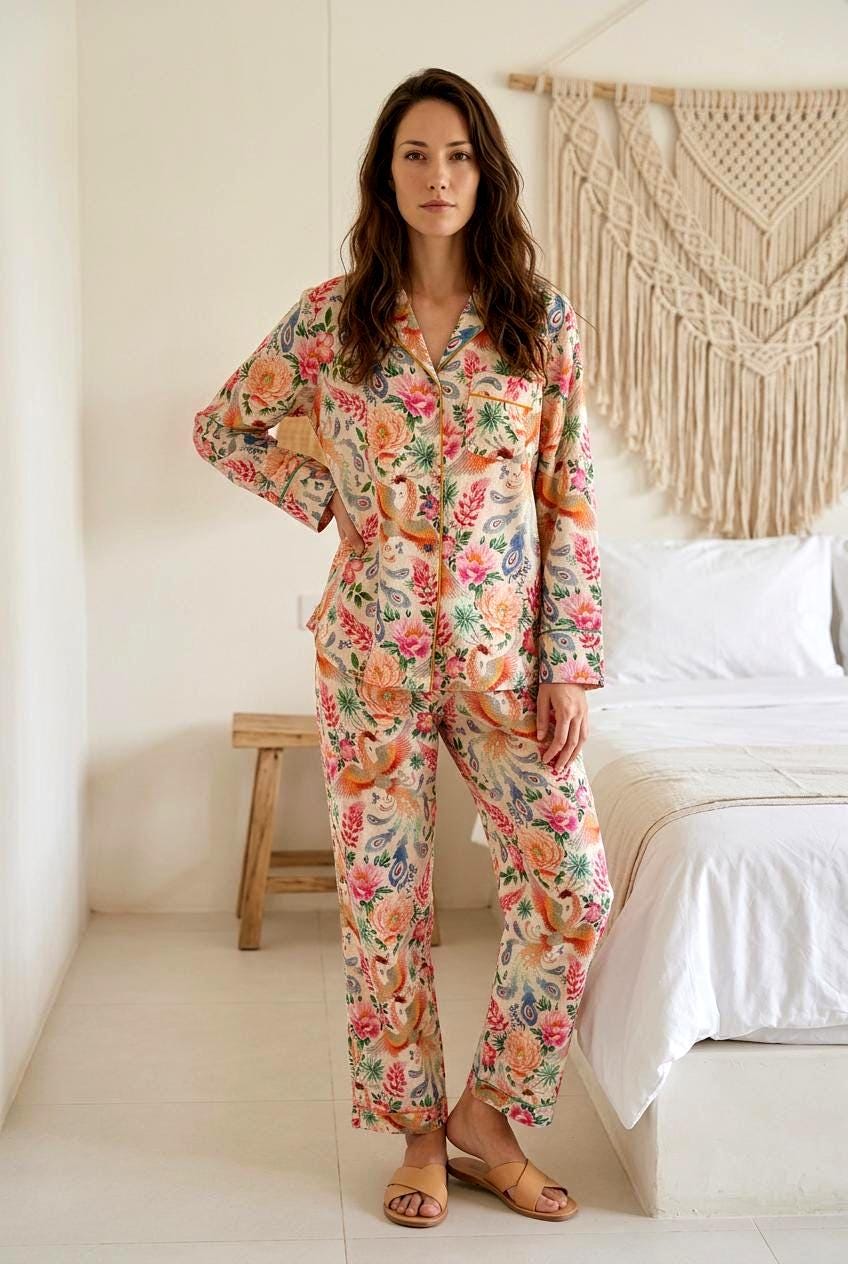 PYJAMA SET Japanese print in cotton long sleeves and long pants