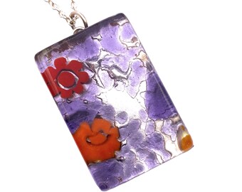 Pendentif Millefiori En Vrai Verre De Murano - Fait Main En Italie - Unique Multicolore - 32mm