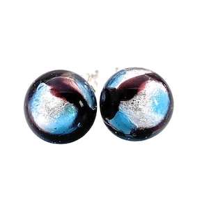 Glass Earrings made using Murano Glass, Hand Selected Multi Coloured Genuine Murano Glass Stud Earrings, Venetian Glass, 0.8cm/8mm MGE14