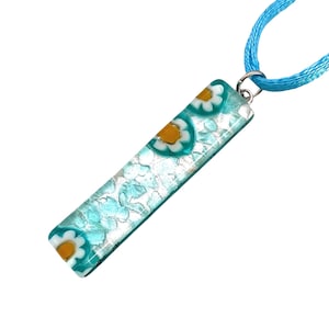 Glass Pendant, Hand Selected Genuine Murano Glass Piece on a Silk Cord Necklace, Millefiori Flower Pendant, Venetian Glass, 4cm x 1cm