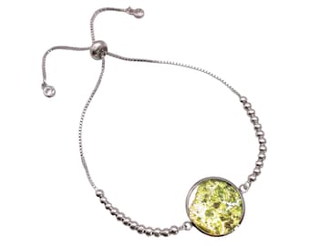 Handmade Murano Glass Bracelet with Gold Leaf, Silver Plated (MGBR14)