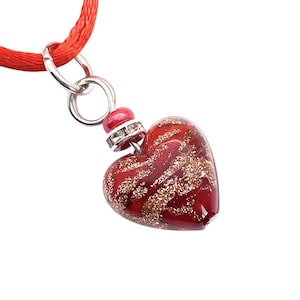 Heart Pendant, Murano Glass Pendant, Glass Pendant, Venice Italy, Handmade Glass Heart Pendant, Genuine Murano Glass Necklace 1.4cm (MHT14)