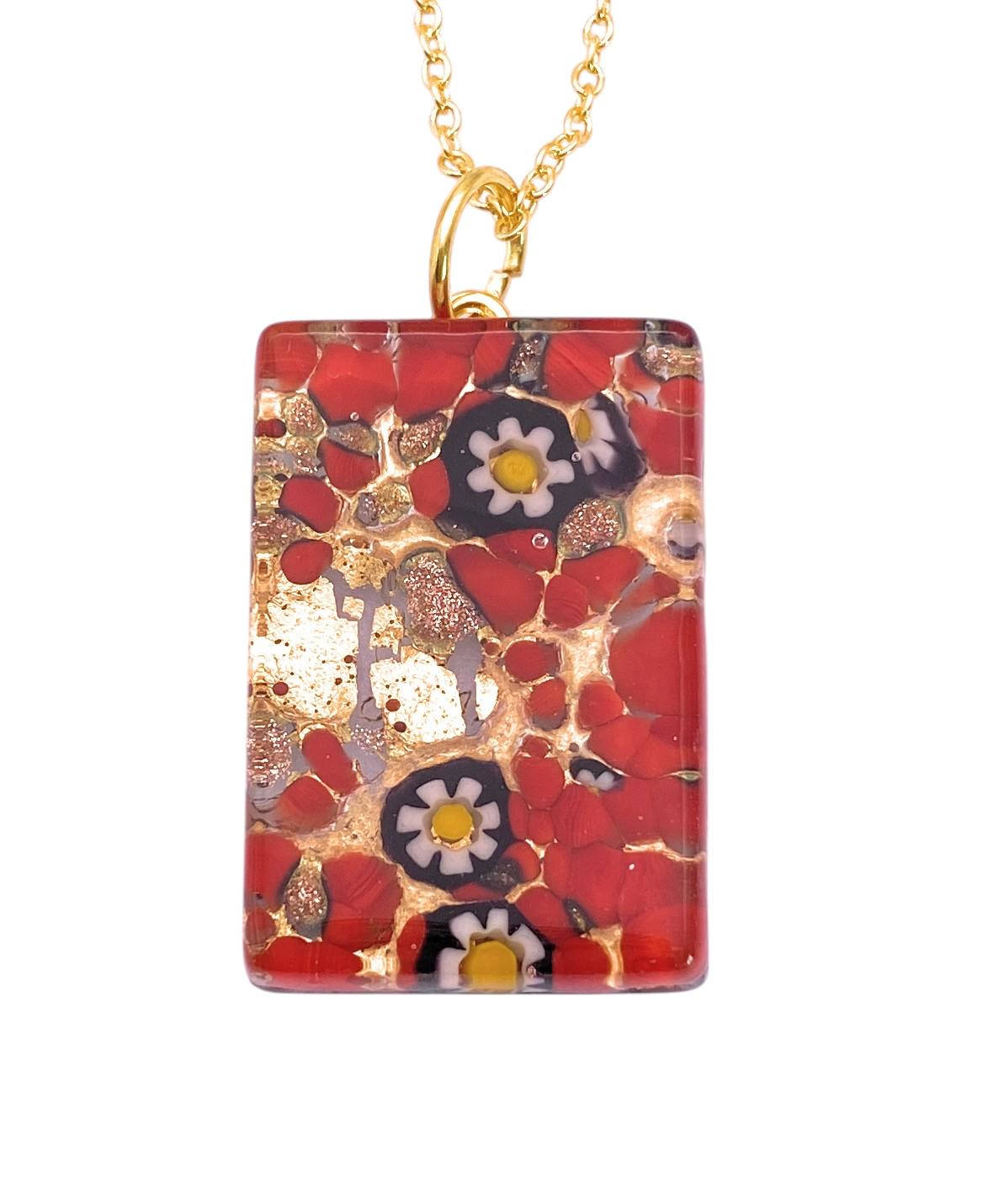 2.4 cm de diamètre, Pendentif Murine Millefiori en verre de Murano