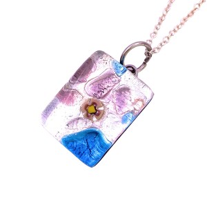 Glass Pendant, Hand Selected Genuine Murano Glass on Silver Plated Necklace, Millefiori Flower Pendant, Venetian Glass, 2cm x 1.5cm