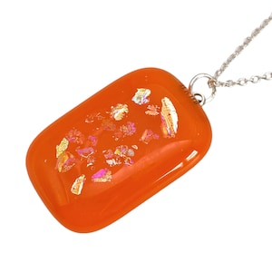 SALE Handmade Glass Pendant, Dichroic Glass Pendant, Kiln Fused Glass Pendant, Glass Necklace, 3.5cm x 2.5cm with Gold Dichroic Flakes