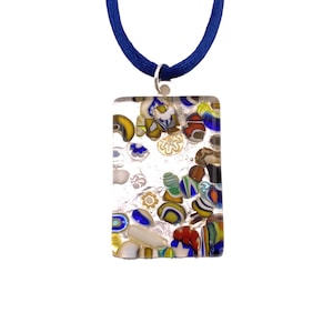 SALE Glass Pendant, Hand Selected Genuine Murano Glass Piece on a Silk Cord Necklace, Millefiori Pendant, Venetian Glass, 3cm x 2cm