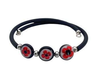 Murano Glass Bracelet, Millefiori Glass Bracelet, Memory Wire Bracelet, Murano Glass Beaded Bracelet, Handmade Glass Bracelet