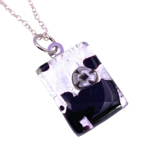 Glass Pendant, Hand Selected Genuine Murano Glass on Silver Plated Necklace, Millefiori Flower Pendant, Venetian Glass, 2cm x 1.5cm