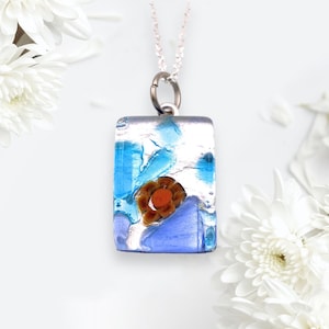 Glass Pendant, Hand Selected Genuine Murano Glass on Silver Plated Necklace, Millefiori Flower Pendant, Venetian Glass, 2cm x 1.5cm (MGPP21)