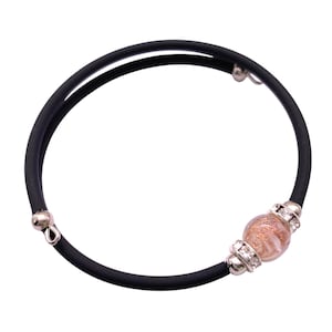 Murano Glas Perlen Memory Wire Armband, Zierliches Blass Rosa & Kupfer