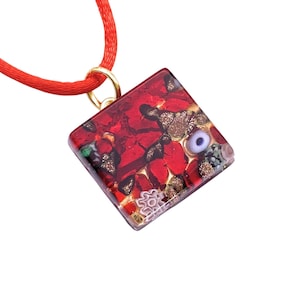 Glass Pendant, Murano Glass Pendant, Murano Glass Jewellery, Venice Italy, Venetian Glass, Handmade Millefiori Pendant, 2cm x 2cm (MGPD14)
