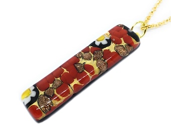 Pendentif Millefiori En Verre De Murano Plaqué Or - 2,7cm, Design Vintage, Occasion Très Bon état