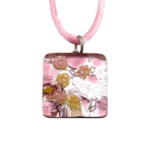 Glass Pendant, Hand Selected Genuine Murano Glass Piece on a Silk Cord Necklace, Millefiori Flower Pendant, Venetian Glass, 2cm x 2cm MGPD12