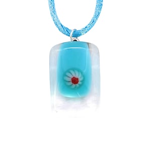 Glass Pendant, Flower Pendant, Handmade Glass Pendant, Millefiori Pendant, Murrine Pendant, Handmade Dichroic Fused Glass Necklace (CGP23)