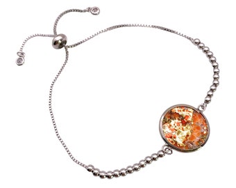 Handmade Murano Glass Bracelet, Gold Leaf, Silver Plated (MGBR8)