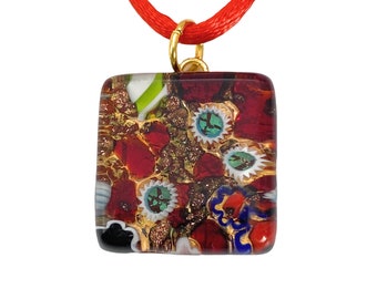 Glass Pendant, Murano Glass Pendant, Murano Glass Jewellery, Venice Italy, Venetian Glass, Handmade Glass Pendant, Millefiori, 2cm x 2cm