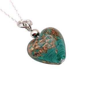 Heart Pendant, Murano Glass Pendant, Glass Pendant, Venice Italy, Handmade Glass Heart Pendant, Genuine Murano Glass Necklace 1.8cm (MHT12)