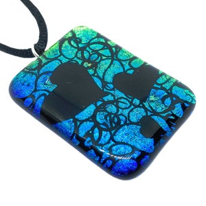 Heart Pendant, Glass Pendant, Dichroic Glass Pendant, Handmade Glass Pendant, Fused Glass Pendant, Handmade Dichroic Glass Pendant 4cm x 3cm