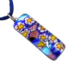 Glass Pendant, Hand Selected Genuine Murano Glass Piece on a Silk Cord Necklace, Millefiori Flower Pendant, Venetian Glass, 3cm x 1cm