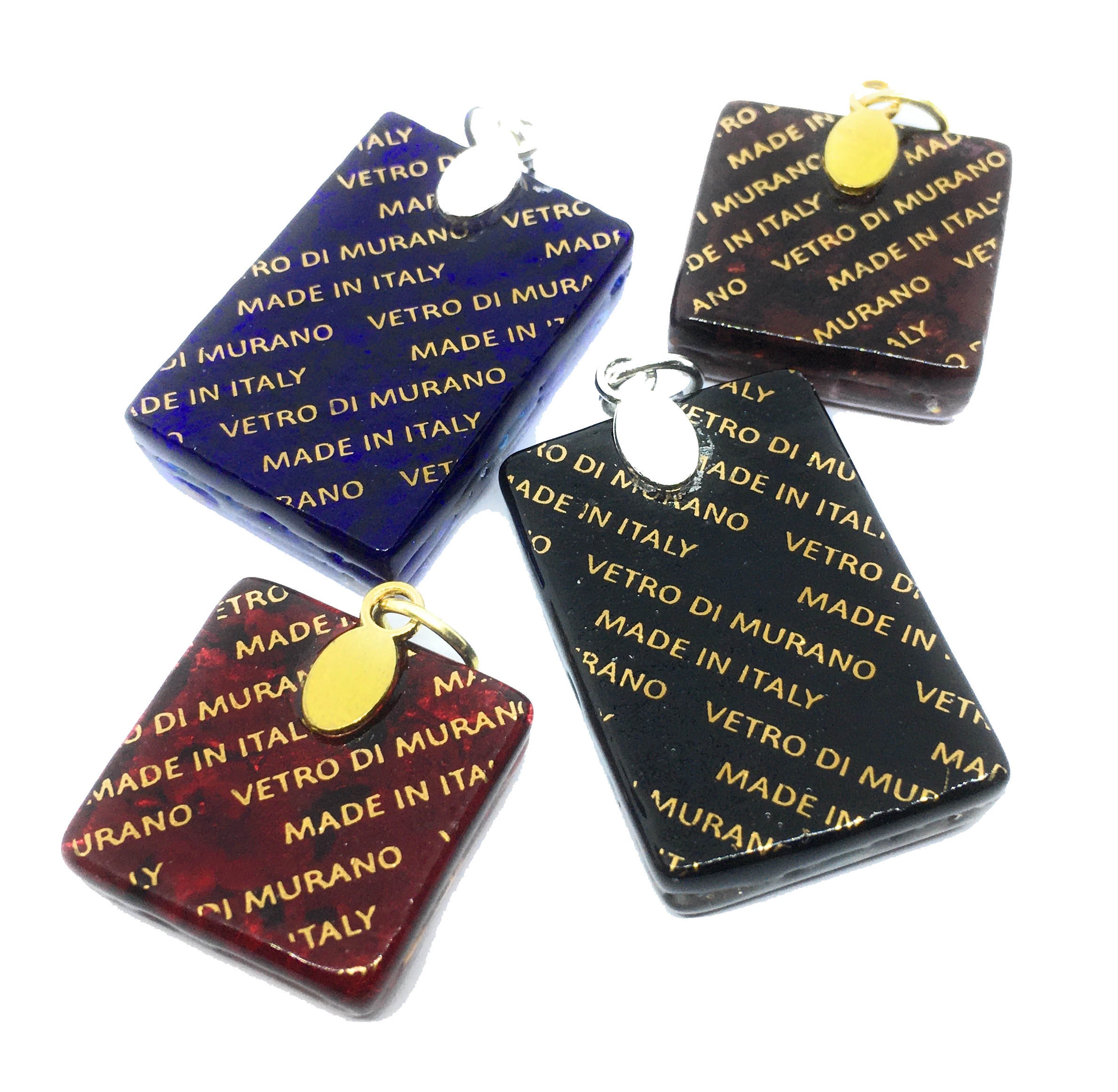 Lot De 2 Pendentifs Collier Fleur Murano – Hématite Noire – Neuf Sans Boîte