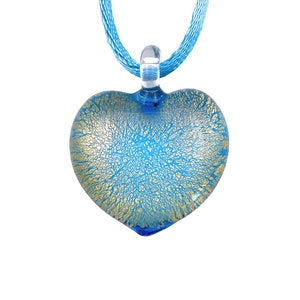 Glass Heart Pendant made using Murano Glass, Hand Selected Genuine Murano Glass Heart mounted on Silk Cord, Venetian Glass Heart, 3cm x 3cm