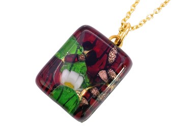 Pendentif Millefiori Murano 2.6 Cm Diamètre - Verre De Murano Plaqué Or - Occasion