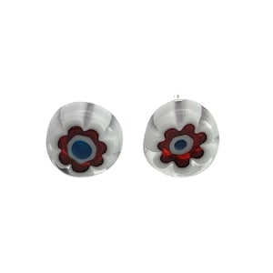 Glass Earrings made using Murano Glass, Hand Selected Genuine Murano Glass Stud Earrings, Very Dainty Millefiori Glass Earrings, 0.6cm/6mm