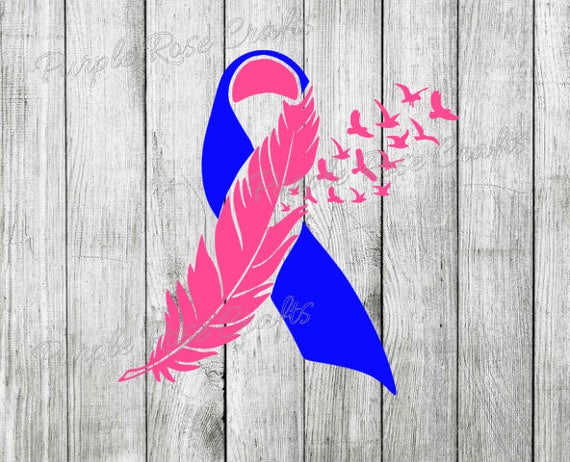 Download Cancer Awareness Ribbon with Feather Birds TWO COLORS ...