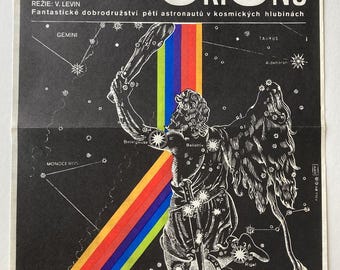 Original Movie Poster, Orion’s Loop, Genuine 1981 Czech, 1980s Film Collectibles, Vintage Sci-fi Wall Art, Illustrated Home Decor
