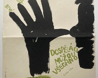 Original Movie Poster, Just Because You’re Grown-Up, Genuine 1970 Czech, 1970s Film Collectibles, Vintage Wall Art, Minimalist Home Decor