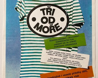 Original Movie Poster, Three From Seaside, Genuine 1978 Czech, 1970s Film Collectibles, Vintage Wall Art, Children's Room Decor