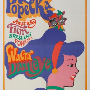 Originele filmposter, Assepoester, echte Tsjechische print, filmcollectibles uit 1970, filmmemorabilia uit de jaren 1970, Disney kinderkamer decor kunst aan de muur