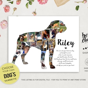 Boxer Dog Collage gift Sign - Dog Memorial Sign - Dog Loss - Any dog breed Photo Collage Pet loss silhouette gifts - DIGITAL FILE