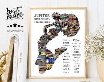 Cheerleader Gift Ideas - Personalized Cheer Coach Gift - Cheer Team Photo Collage Gift - DIGITAL FILE