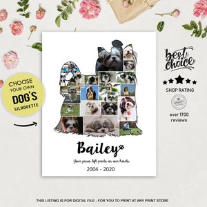 Shih Tzu Collage gift - Pet Memorial Pet Loss Gift ideas - Any dog breed Photo Collage for dog owners - DIGITAL FILE!