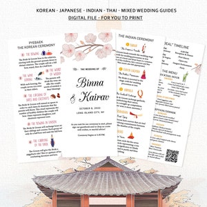 Pyebaek Koreaanse huwelijksceremonie 폐백 Gids en programmakaarten - Traditionele Zuid-Koreaanse huwelijksgids - Digitaal bestand