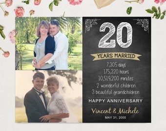 20th anniversary gift Ideas for wife, husband, him, her, women or men - 20 years together photo collage sign- DIGITAL FILE!