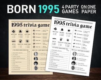 29th Birthday Party Games Printables - Trivia Games Born 1995 - INSTANT DOWNLOAD