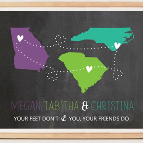 Long Distance Friendship Map Multiple State Maps for Best Etsy