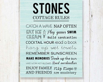Cottage Rules Sign Etsy